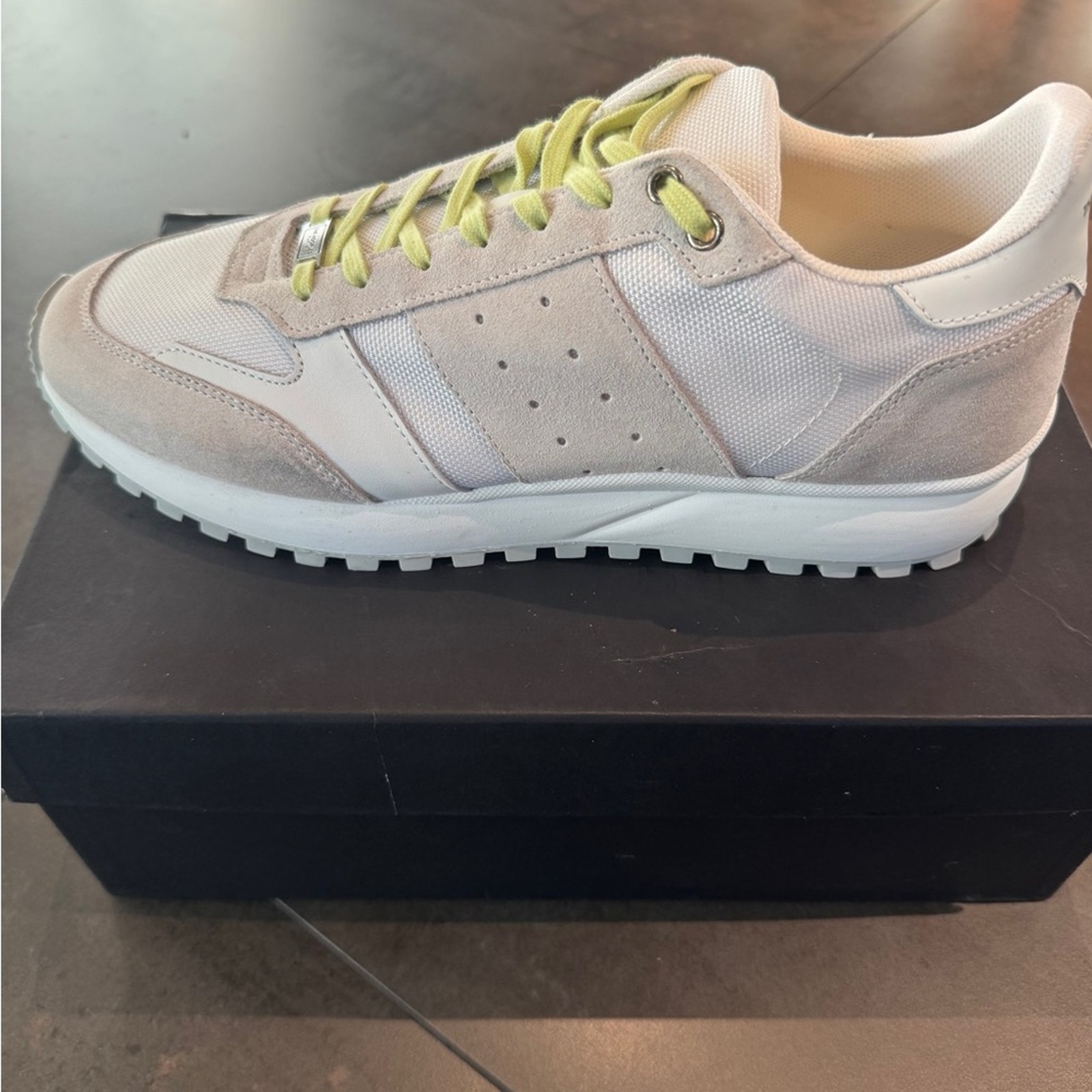 The Kooples Beige And White Sneakers With Lime Accents Mens 11
